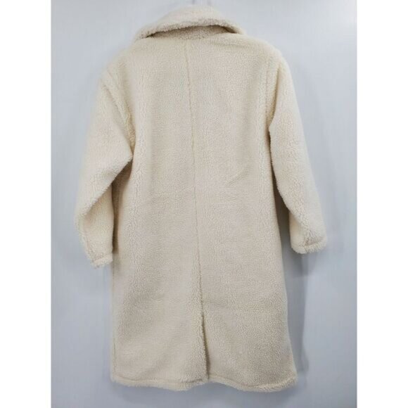 Women's Fabletics Teddy Long Coat Size Large NEW Bone Oversized - Picture 2 of 3